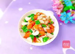 Illustration of how to stir-fry king oyster mushrooms with carrots and green peppers 15