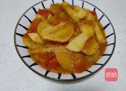 Illustration of how to make fried potato slices with tomatoes 6