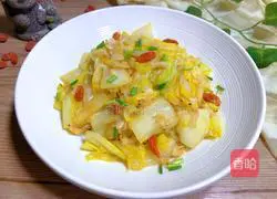 Illustration of how to make dried shrimps, wolfberry and cabbage 10