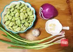 Illustration of how to make broad beans with scallion oil 1