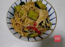 Illustration of how to make cold enoki mushrooms and cucumbers 11