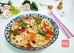 Illustration of how to make fried lotus root slices with chicken rice head 8