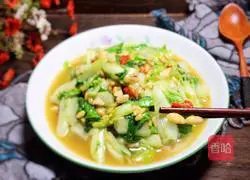 Illustration of how to make cabbage with melon seeds and kernels 12