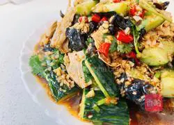 Illustration of how to make cold fungus, cucumber and yuba 14