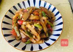 Illustration of home-style fried eggplant and beans 7