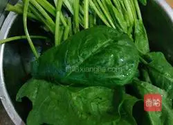 Illustration of how to make stir-fried spinach 1