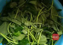 Illustration of how to make cold water spinach 1