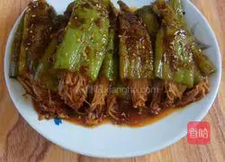 Illustration of how to make BBQ pepper and enoki mushrooms 6