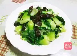 Illustration of how to make stir-fried green vegetables with black fungus 10