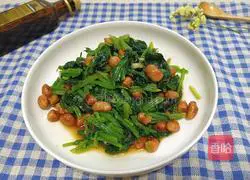 Illustration of how to make peanuts and spinach 1