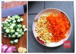 Illustration of how to cook three delicacies in vegetarian dishes 1