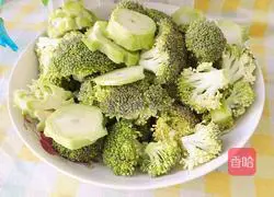 Illustration of how to stir-fry broccoli with onions 2