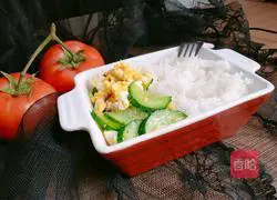 Cucumber scrambled egg bento recipe illustration 5