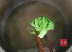 Illustration of how to dip broccoli in water 2