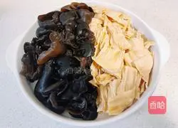 Illustration of how to make cold fungus, cucumber and yuba 2