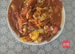 How to make fried goose eggs with shredded pork, tomatoes and tomatoes Illustration 5