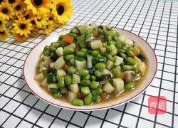 Illustration of how to make fried edamame with mushrooms and wild rice 9