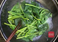 Illustration of how to make cold white fungus and spinach vermicelli 4