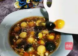 Illustration of making quail eggs with colored pepper 10