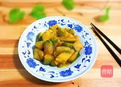 Illustration of how to make green onions and light soy pumpkin 10