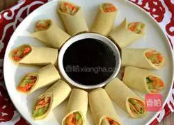 Illustration of how to make tofu skin vegetable rolls 8