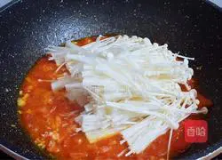 Illustration of how to make Tomato Japanese Tofu Enoki Mushroom Bento 9