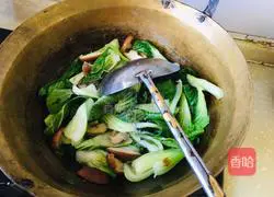 Illustration of how to stir-fry rapeseed with mushrooms 8