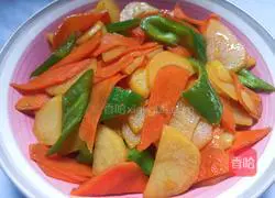 Illustration of how to make vegetarian fried carrot and potato slices 7