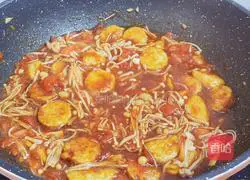 Illustration of how to make tomato Japanese tofu and enoki mushroom bento 17