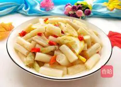 Illustration of how to make lemon pickled pepper and lotus root strips 14