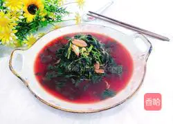 Illustration of how to make garlic shrimp skin and red amaranth 16