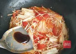 Illustration of how to stir-fry enoki mushrooms with tomatoes (must be eaten with rice) 5