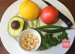 Yellow Peach Tomato Avocado Salad Recipe Illustration 1