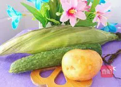Illustration of how to cook potatoes, cucumbers and fried corn 1