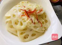 Illustration of how to make garlic and lotus root slices 6