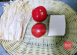 Enoki mushroom tomato Illustration of how to make tofu soup 1