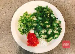 Illustration of how to make okra mixed with tofu 3