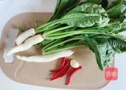 Illustration of how to make stir-fried radish sprouts 1