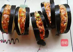 Illustration of how to make fried eggplant boxes 6