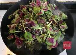 Illustration of how to make garlic-flavored shrimp skin and red amaranth 8