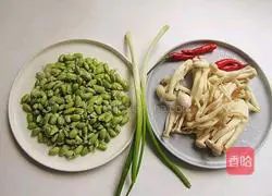 Illustration of how to make fried edamame with seafood and mushrooms 1