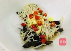 Illustration of how to make cold fungus and enoki mushrooms 7