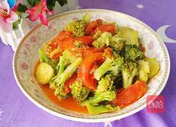 Illustration of how to stir-fry broccoli with tomatoes 11