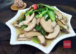 Illustration of how to stir-fry rapeseed with mushrooms 8