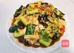 Illustration of how to make cold fungus, cucumber and yuba 15