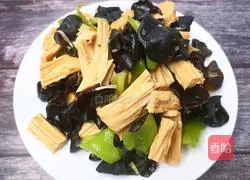 Illustration of how to make fried yuba with spicy fungus 6