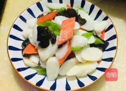 Illustration of how to make fried yam with fungus, carrot and yam 10