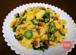 Illustration of how to make okra and scrambled eggs 10