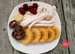 Illustration of how to make corn mushroom soup 1