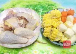Illustration of how to make corn, yam and chicken soup 2